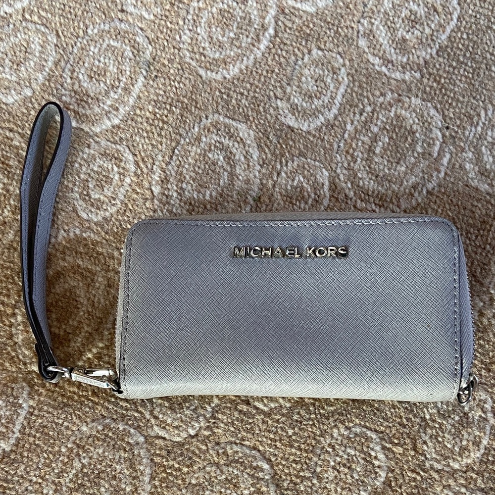 Michael Kors Silver Wristlet with Strap